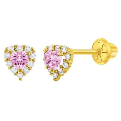 Aretes Oro Zircon Corazón